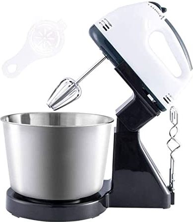 OOOFFFFFFFF Hand Mixer Electric Handheld Mixer Eject Button 7-Speed Egg Beater Mixing for Dough Egg Cake 4 Stainless Steel Accessories (White)