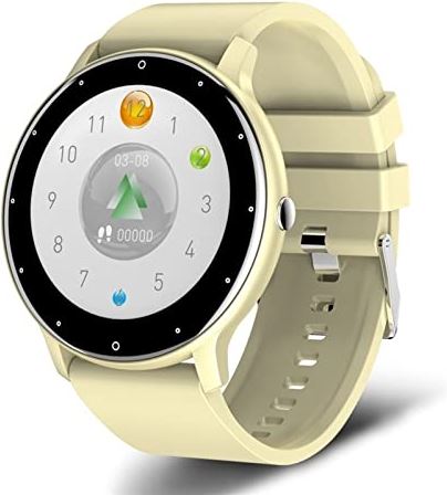 CHYAJIG Slimme Horloge Smart Horloge Mannen en Vrouwen Sport Horloge Slaap Monitoring Fitness Tracker Android iOS Stappenteller Smartwatch for gezondheid Fitness Running Slaap (Color : Yellow)