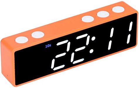 Jiawu Digitale timer, compacte slijtvaste elektronische timer met USB-kabel voor slaapkamer voor kantoor Oranje frame + groen en wit display