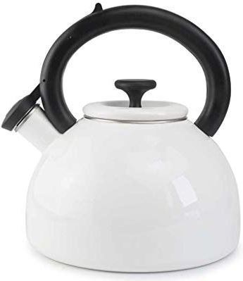 OOOFFFFFFFF Enamel Gas 2.5L Whistle Gas Cooker Universal (Color : Black White) (color : White)