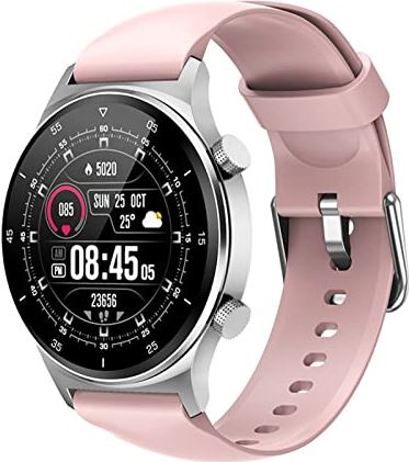 CHYAJIG Slimme Horloge Slimme horloge mannen volledige touchscreen sport fitness horloge IP67 Waterdichte Bluetooth for Android iOS SmartWatch Men (Color : Silicone pink)
