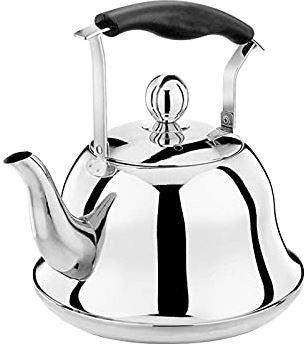 OOOFFFFFFFF 2 Quart Stainless Steel Tea Kettle for Stove Top Whistling Tea Kettle with Heat-Resistant Ergonomic Handle (Silver 2L)