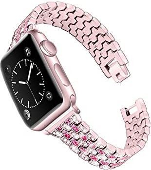 AONAON xiaojunjia Geschikt for Apple Watchband 38mm 42mm 44mm 42mm roestvrijstalen horlogeband for Apple Watchband for SE for serie 654321 (Band Color : Rose Pink, Size : 38mm)