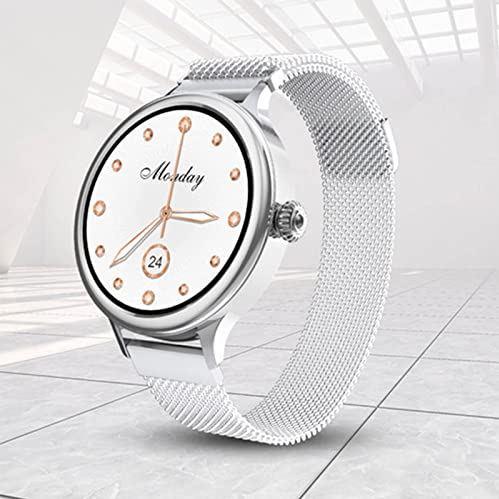 JXFY Waterdichte Smart Watch Fitness Tracker voor vrouwen, 1,1 inch smartwatch met oproepherinnering, sporthorloge met stappenteller, fitnesshorloge voor Android Ios telefoons, zilver (zilver)