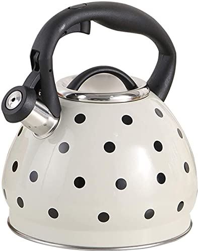 OOOFFFFFFFF Stove Top Whistling Kettle Water Stainless Steel Whistling Speckled Tea Kettle for Stove Top Ergonomic Handle Large Capacity Induction Cooker Camping Kettle (Red 3L) (White 3L)