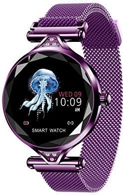 Ldelw Sport horloges slimme fitness armband vrouwen bloeddruk hartslag monitoring polsbandje dame horloge geschenk for vriend + doos sunyangde (Color : Purple)