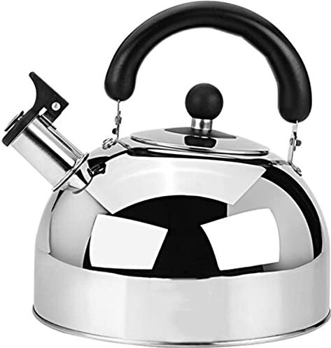 OOOFFFFFFFF Whistling Kettle for Gas Hob Stainless Steel Camping Teapot Whistle Kettle with Heat-Resistant Handle Straight Pour Nozzle Top Teapot Induction Kettles for Hobs (4L) (5L)