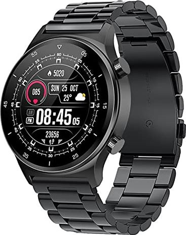 CHYAJIG Slimme Horloge Slimme horloge mannen volledige touchscreen sport fitness horloge IP67 Waterdichte Bluetooth for Android iOS SmartWatch Men (Color : Steel belt black)