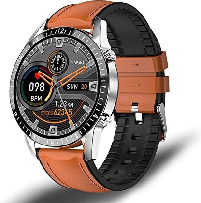 CHYAJIG Slimme Horloge Mannen Smart Watch Bluetooth Call Watch IP67 Waterdichte sport fitness horloge for Android IOS Smart Horloge Stappenteller for vrouwen Mannen (Color : Belt brown)