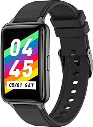 DOOK Smart Watch, 1,57" touchscreen Smart Watches voor heren Dames met 22 sportmodi, Fitness Tracker met hartslag Bloedzuurstof Slaapmonitor IP68 Waterdicht fitnesshorloge voor Android iOS(Color:zwart)
