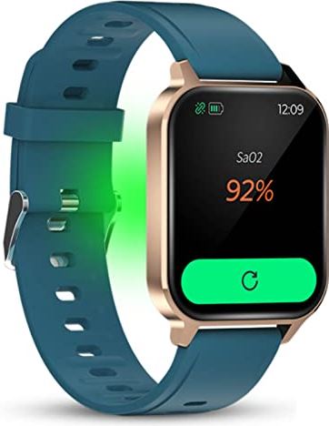 JXFY Smart Watch, 1,7 inch touchscreen smartwatch met 24 sportmodi zwemmen yoga, IP68 waterdichte fitness tracker compatibel met iOS en Android telefoons voor vrouwen mannen, goud (goud)