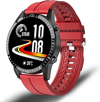 CHYAJIG Slimme Horloge Smart Horloge Mannen Hartslaginformatie Herinnering Sport Waterdicht Smart Horloge for Android IOS Telefoon mannen en vrouwen (Color : Silicone red)