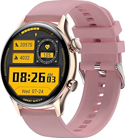 CHYAJIG Slimme Horloge Slimme horloge hartslag slimme horlogeman IP68 Waterdicht for mannen 1.36 inch 390 * 390 scherm buiten horloge met GPS (Color : Silicone pink)