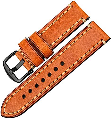 PINGZG Lederen horlogeband 20mm-26mm horloge accessoires horlogeband horloge vervangende riem, comfortabel ademend (Color : Light Brown B, Size : 26mm)