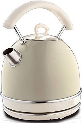 OOOFFFFFFFF hot Water Kettle Electric Retro Style Cordless Dome Kettle Removable Filter 304 Stainless Steel Household 1.7l Large Capacity 360 Degree Rotating Base Automatic Shutdown (Beige)