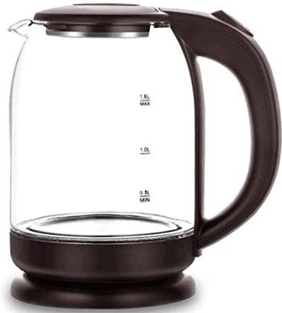 MRTYU-UY Elektrische glazen waterkoker - 1,8 liter draagbaar kantoorgebruik Puur glas Draadloos Automatisch uitschakelen Snelkookketel voor theekan 1500W (Kleur: Bruin) (Bruin)