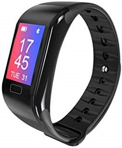 OOOFFFFFFFF Sports Silicone Bracelet Strap Band for Smart Watch Sports Watch Pedometer Calorie Monitor Sleep Tracker Sync Reminder Smart Wristband Watch (Color : Black)