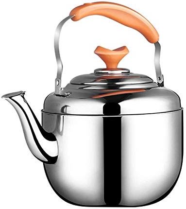 OOOFFFFFFFF Stainless Steel Whistling Tea Kettle Stove Top Coffee Pot Tea Kettle for Heating Water Large Capacity Teapot for Home Kitchen (Silver About 4L)