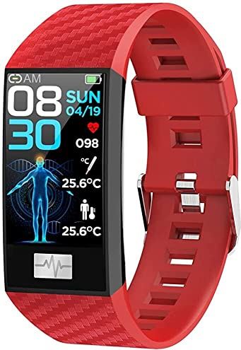 JHDDPH3 Smartwatch Fitness Trackers Horloges Vrouwen Mannen Touchscreen Android IOS Smart Horloge Armband Hartslag Monitor Bloeddruk Monitor Stappenteller Waterdicht sporthorloge (Color : Red)