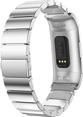 AONAON xiaojunjia Vervanging Roestvrijstalen Armband Smart Watchband Strap for Fitbit for Charge 3 Snelle Release Smart Watch Support Accessoires (Band Color : Silver)
