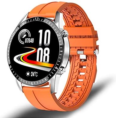 CHYAJIG Slimme Horloge Smart Horloge Mannen Hartslaginformatie Herinnering Sport Waterdicht Smart Horloge for Android IOS Telefoon mannen en vrouwen (Color : Silicone orange)