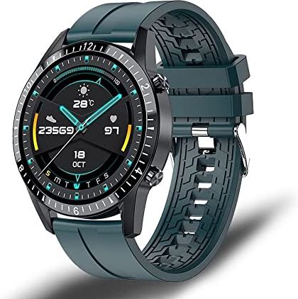 CHYAJIG Slimme Horloge Smart Watch Heren Bluetooth Call Watch IP67 Waterdichte sport fitness horloge for Android IOS Mannen slimme horloge for mannen vrouwen (Color : Silicone blue)