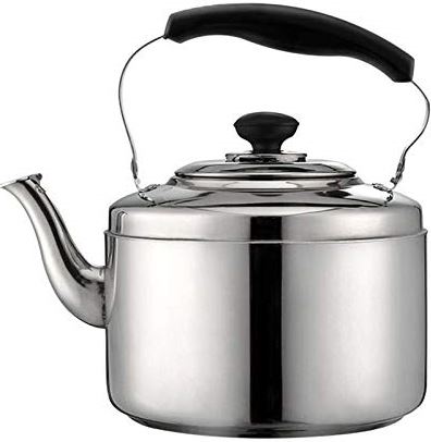 OOOFFFFFFFF Whistling Tea Kettle-Heat-Resistant Ergonomics Handle and Large Capacity Stainless Steel Tea Kettle Suitable for Stovetop (Silver 4L) (Silver 6L)