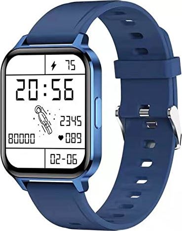 JXFY Smart Watch, 1,7 inch touchscreen smartwatch met 24 sportmodi zwemmen yoga, IP68 waterdichte fitness tracker compatibel met iOS en Android telefoons voor vrouwen mannen, goud (blauw)