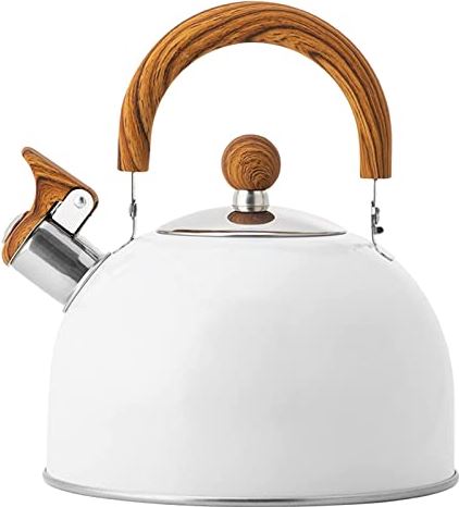 OOOFFFFFFFF Stove Top Whistling Kettle Whistle Kettle with Wood Handle Stove Top Kettle Stainless Steel Stove Top Whistle Kettle Kitchen Teapot for Gas Stove Induction Cooker