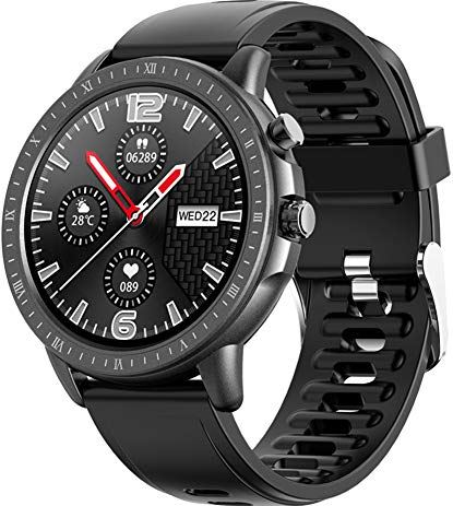 JXFY S02 Smart Watch, 1.3 Inch Volledig Rond Scherm IP67 Waterdicht Met Hartslagmonitoring Fitness Tracker Sport Horloge, voor Mannen Vrouwen (A)
