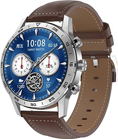 CHYAJIG Slimme Horloge Bluetooth Call Smart Watch Men Sport Clock IP68 Waterdichte hartslagmonitoring smartwatch for IOS Android telefoon (Color : Belt brown)
