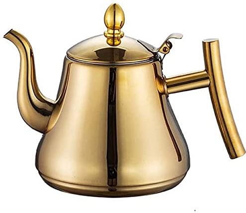 OOOFFFFFFFF Stove Top Whistling Kettle Whistle Kettle Stainless Steel Kettle Coffee Maker with Strainer Suitable for Stove Top Restaurant Teapot Kettle for Gas Hob (Gold 2L) (Gold 1.5L)