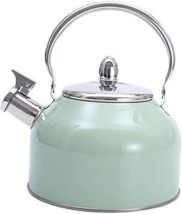 OOOFFFFFFFF 2.5L Green Stainless Steel Anti-scalding Handle Whistling Tea Kettle Tea Pots for Stove Top