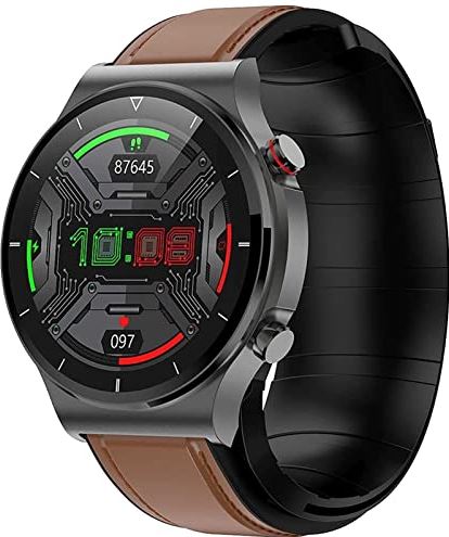 Sacbno 1.3-inch slimme horloge, stappenteller calorie-teller slaaptracker, full-touch kleuren scherm, waterdichte smartwatch for mannen vrouwen IOS Android (Color : Brown Skin)