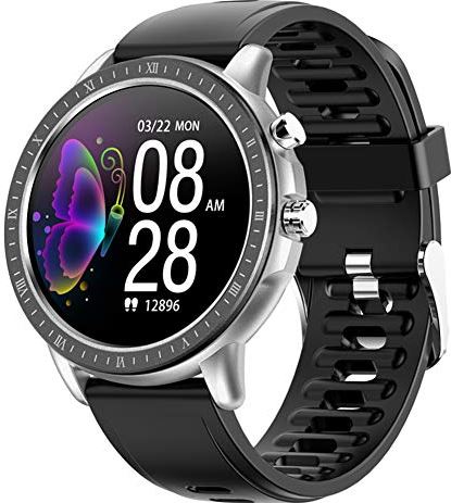 JXFY S02 Smart Watch, 1.3 Inch Volledig Rond Scherm IP67 Waterdicht Met Hartslagmonitoring Fitness Tracker Sport Horloge, voor Mannen Vrouwen (D)