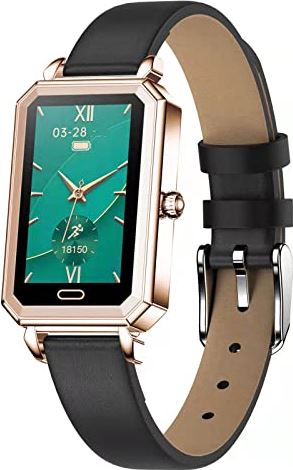 JXFY Fitness horloges voor vrouwen 1,1 inch touchscreen smartwatch met oproepinformatie herinnering, IP68 waterdichte fitness tracker compatibel met iOS en Android telefoons, zwart (zwart)