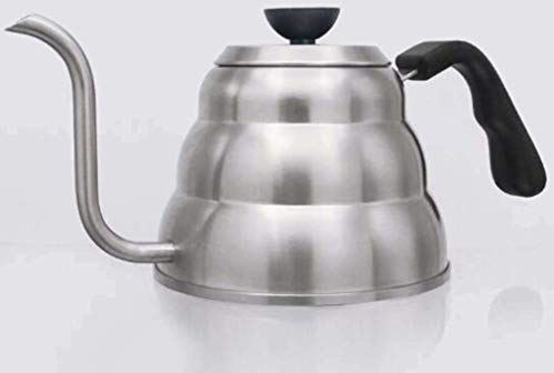 OOOFFFFFFFF Stove Kettle Stainless Steel Kettle Gooseneck Thin-Mouth Kettle Hand-Made Coffee Pot Teapot (Silver 1L)