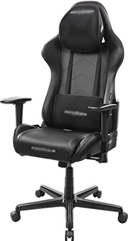 MaxTom 360° Draaibare PU-gamingstoel Computerstoel Met Verstelbare Hoofdsteun En Multidirectionele Armleuning Geschikt Voor Kantoor Of Gaming Zwart (Color : Black)