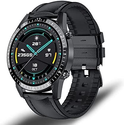 CHYAJIG Slimme Horloge Smart Watch Heren Bluetooth Call Watch IP67 Waterdichte sport fitness horloge for Android IOS Mannen slimme horloge for mannen vrouwen (Color : Belt black)