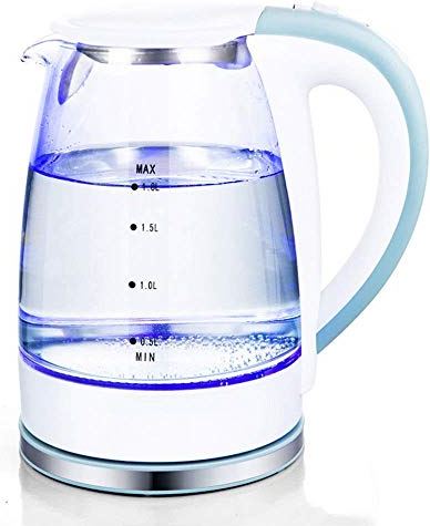 MRTYU-UY Glazen waterkoker, 1.8L temperatuurregeling waterkoker Led-licht, draadloze waterkoker houden, automatisch uit, 100% gratis, water K.