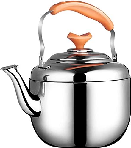 OOOFFFFFFFF Stove Top Whistling Kettle Large Capacity Stainless Steel Whistle Kettle Polished Teapot with Heat-Resistant Handle for Stove Top Whistling Kettle for Gas Stove (6.8L)