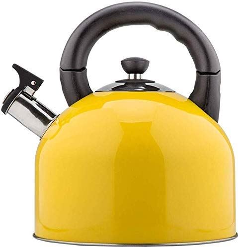 OOOFFFFFFFF Whistling Gas Kettle 304 Stainless Steel Automatic Whistle Fashion Kitchen Induction Cooker Gas General 4.4L Teapot Coffee Pot (Color : Pink) (Yellow)