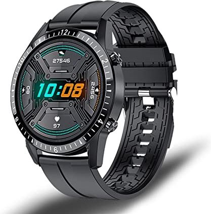 CHYAJIG Slimme Horloge Mannen Smart Watch Bluetooth Call Watch IP67 Waterdichte sport fitness horloge for Android IOS Smart Horloge Stappenteller for vrouwen Mannen (Color : Silicone black)