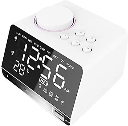 OOOFFFFFFFF Bluetooth Speaker Desk Alarm Clock Music (Color : A Size : One Size)