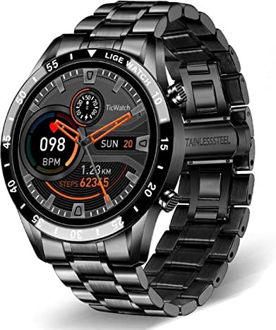 CHYAJIG Slimme Horloge Mannen Smart Watch Bluetooth Call Watch IP67 Waterdichte sport fitness horloge for Android IOS Smart Horloge Stappenteller for vrouwen Mannen (Color : Steel belt black)