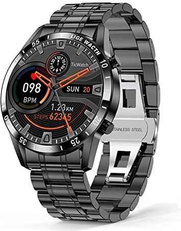 CHYAJIG Slimme Horloge Smart Watch Heren Bluetooth Call Watch IP67 Waterdichte sport fitness horloge for Android IOS Mannen slimme horloge for mannen vrouwen (Color : Steel strip black)