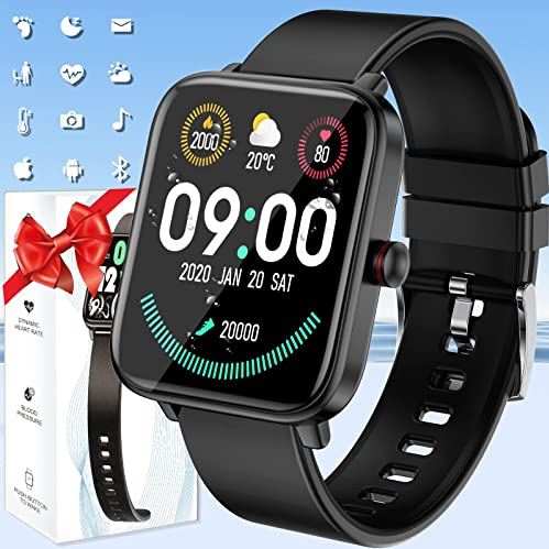 DOOK Smart Watch, 1,6" Touchscreen Fitness Tracker met Hartslag, Bloed Zuurstof, Bloeddruk, Slaapmonitor, IP67 Waterdichte Smartwatch, Stappenteller Horloge voor Dames Heren voor iOS Android(Color:zwart)