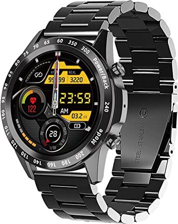 CHYAJIG Slimme Horloge Bluetooth Call Watch Smart Horloge Mannen Volledige Touch Fitness Tracker Smart Clock IP68 Waterdicht slim horloge met stapteller (Color : Flat headband black)
