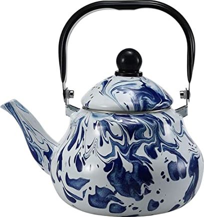 OOOFFFFFFFF Kettle Enamel Kettle for Induction Cooker Gas Stoves 1.1/1.7/2.5L Blue Ice Flower Cool Water Pot Water Teapot Thermos for Hob Or Stove Top 1.7L (2.5L) (1.7L)