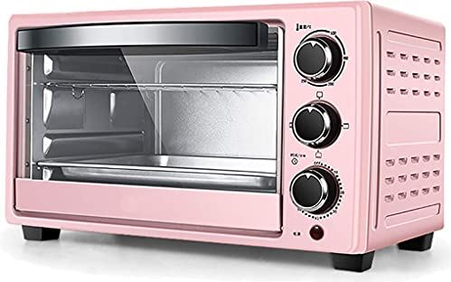 SUNWEIHAOA Mini-Oven 23 L, Elektrische Oven 1300 W Instelbare Temperatuur 70-250 ? En 60 Minuten Timer Met 3 Verwarmingsfuncties Voor Bakken Koken Grill (Zwart) (Roze) Esthetisch En Praktisch